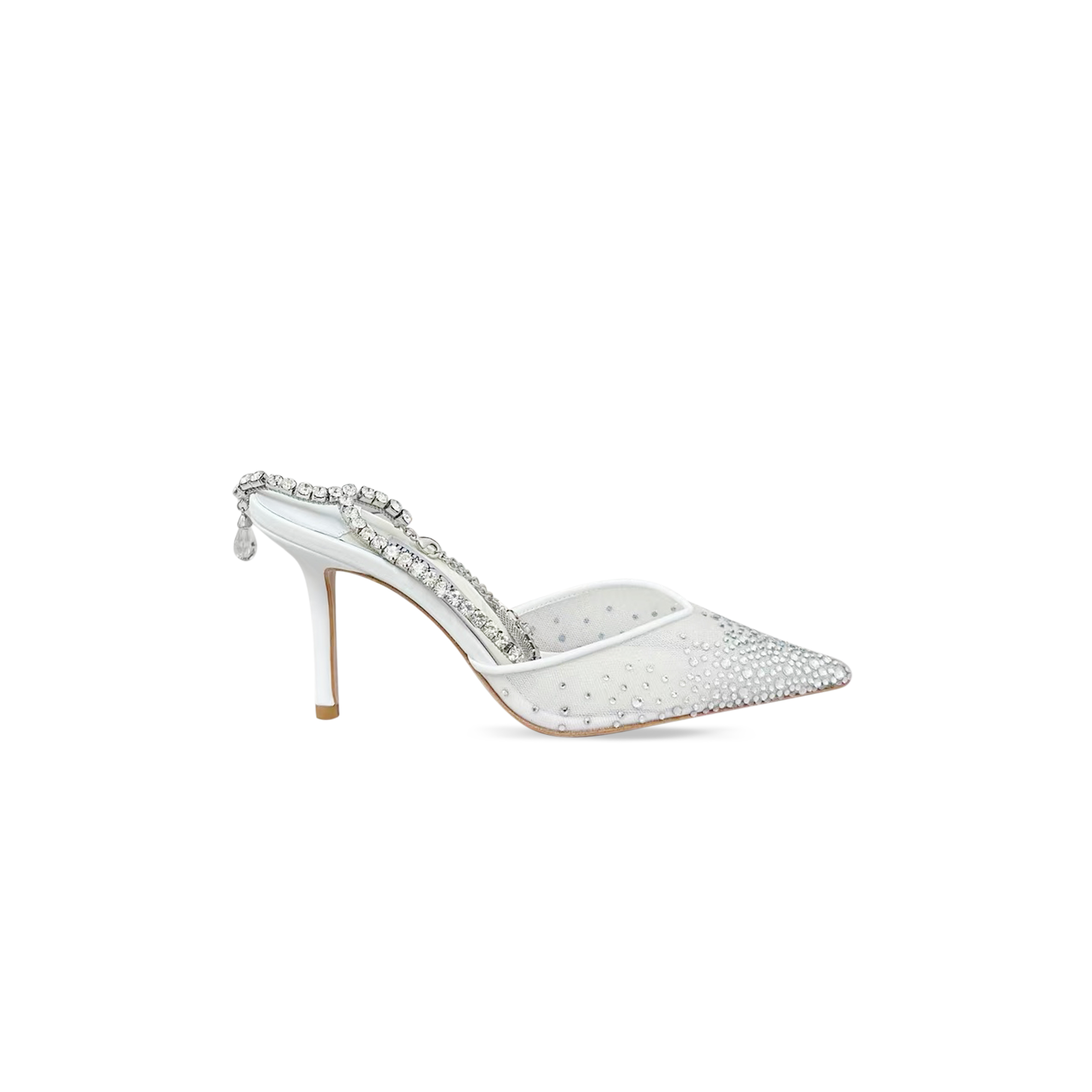 JIMMY CHOO SAEDA 85 WHITE CRYSTAL MESH PUMPS 230562